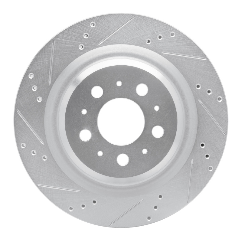 Tesla Model 3 Brake Rotor (1) - Rear Left - R1 Concepts - Drilled & Slotted - Silver - `17-`25